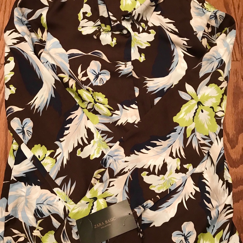 NWT Zara tropical print shirt. S